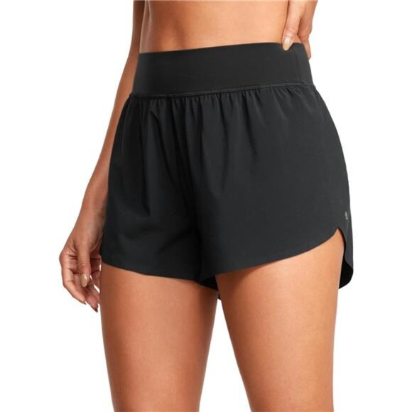 Pants - High Waisted Dolphin Athletic Running Shorts for Women 3" High Split